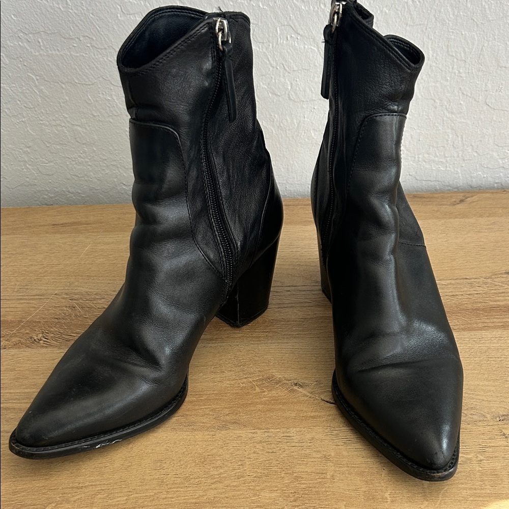 Black Leather Ankle Boots - Zara